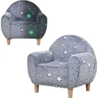 Sofá Para Niños Con Motivos De Estrellas Brillantes En Tejido De Terciopelo Suave, 55x40x55 Cm, Gris - Sweiko
