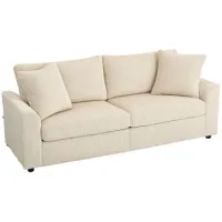 Sofá De 3 Plazas De Terciopelo Acanalado, Cojines Decorativos, 212cm, Blanco Crema - Sweiko