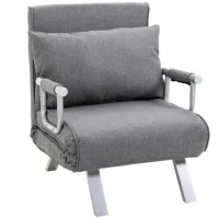 Sillón-cama Individual Con Respaldo Ajustable En 5 Niveles Y Cojín De Tela, Gris Claro - Sweiko