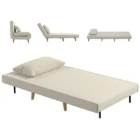 Sofá-cama Plegable Con Respaldo Ajustable En 6 Posiciones Y Almohada Acolchada, Soporta 120 Kg, 94x78x80 Cm, Crema - Sweiko