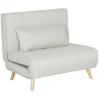 Sofá-cama De 1 Plaza Con Respaldo Ajustable, Cojín Incluido Y Patas Plegables, Soporta 120 Kg, Blanco - Sweiko