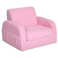 Sofá Transformable 2 En 1 Para Niños De 3 Años, Plegable En 2 Posiciones Con Reposabrazos Y Asiento Amplio Acolchado, 47x45x38 Cm, Rosa - Sweiko