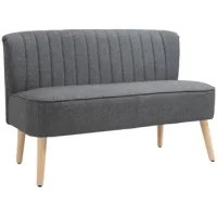 Sofá De 2 Plazas Efecto Lino, Estructura De Madera, Salón/dormitorio, 117cm, Gris - Sweiko