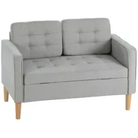 Sofá De 2 Plazas Con Almacenamiento, Patas De Madera Y Respaldo Acolchado, 117x62x78 Cm, Gris Claro - Sweiko