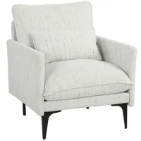 Sillón De Salón Tissu Effet Lin, Coussin Lombaire, Blanc - Sweiko