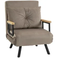 Sofá-cama Acolchado 3 En 1 Con Respaldo Inclinable En 5 Posiciones Y Cojín, 63x73x81 Cm, Gris - Sweiko