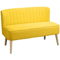 Sofá De 2 Plazas Acolchado, Funda Fácil De Limpiar, Soporte 220kg, 117x56,5x77 Cm, Amarillo - Sweiko