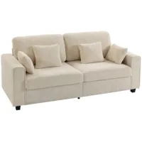 Sofá 3 Plazas Terciopelo Gotas De Agua, Asiento Profundo, Cojines A Resortes, Beige - Sweiko