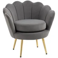 Sillón Coquille Vintage Elegante, Respaldo Alto, 76x67x74 Cm, Gris - Sweiko