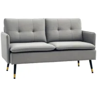 Sofá De 2 Plazas Moderno Con 4 Cojines, Apoyabrazos Y Patas De Acero, Soporta 240 Kg, 139x68x80 Cm, Gris - Sweiko