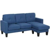 Chaiselongue Méridienne Reversible Con Estructura De Acero En Chenilla, 186x130x84 Cm, Azul - Sweiko