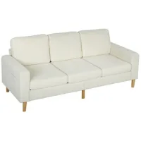 Sofá De 3 Plazas De Terciopelo Acanalado, Cojines Con Muelles, Asiento Acolchado, 192x80x84,5 Cm, Beige - Sweiko