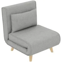 Sillón-cama Plegable En Lino Sintético Con Respaldo Ajustable En 6 Posiciones Y Cojín, 72x78x79 Cm, Gris - Sweiko