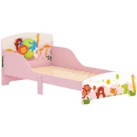 Cama Para Niños De 3 Años Y Más De Madera Con Bordes Elevados Y Barreras De Seguridad, 143x77x60 Cm, Rosa - Sweiko