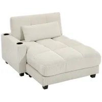 Sofá Cama En Cama, Mousse, Porte-gobelets, Blanc Crème - Sweiko