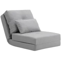 Sofá-cama 3 En 1 Convertible En Chaise Longa Y Sofá En El Suelo Con 2 Cojines, Gris Claro - Sweiko