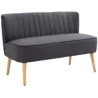 Sofá De 2 Plazas Con Relleno Suave Y Tapizado Fácil De Limpiar, Soporta 220 Kg, 117x56,5x77 Cm, Gris Oscuro - Sweiko