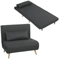Sofá-cama De 1 Plaza Con Respaldo Ajustable, Cojín Incluido Y Patas Plegables, Soporta 120 Kg, Gris - Sweiko