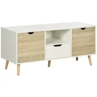Mueble Tv De Madera Con 2 Puertas Sobre Patas 110x40x50 Cm Para Salón Y Dormitorio - Sweiko