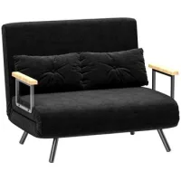 Sofá-cama Plegable De 2 Plazas 4 En 1 Con Respaldo Ajustable En 5 Niveles Y Cojines, 102x73x81 Cm, Negro - Sweiko