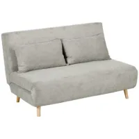 Sofá-cama Con Respaldo Ajustable En 3 Posiciones En Aspecto Lino, Soporta 120 Kg, 141x90x81 Cm, Gris - Sweiko