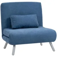 Butaca-cama Clic-clac De 1 Plaza 3 En 1 Con Respaldo Ajustable, Almohada Y Asiento Amplio, Azul - Sweiko