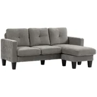 Chaiselongue Méridienne Reversible Con Estructura De Acero En Oruga, 186x130x84 Cm, Marrón Topo - Sweiko