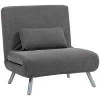 Sofá-cama 1 Plaza Plegable Con Respaldo Ajustable En 5 Niveles En Tejido Jaspeado, 80x75x83 Cm, Gris - Sweiko