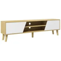 Mueble Tv De Salón Con 2 Puertas 2 Estantes 5 Patas Para Tv Hasta 65'' 150x30x42 Cm Roble - Sweiko