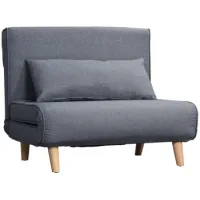Sofá-cama Individual Plegable Estilo Escandinavo Con Respaldo Ajustable, Espuma 25d Y Tejido Aspecto Lino, 94x78x80 Cm, Gris - Sweiko