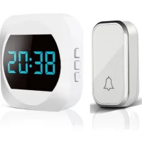 Sonnette Sans Fil À Génération Automatique, Horloge, Sonnette Sans Fil Tout-en-un, Téléavertisseur, Sonnette Intelligente, Étanche Ip44 (blanc)