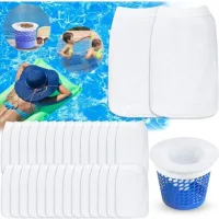 Lot De 30 Chaussettes D'Écumoire De Piscine, Chaussettes Filtrantes De Piscine, Préfiltre D'Écumoire Réutilisable Et Super Élastique Pour Panier De Piscine (blanc)