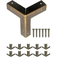 10 Pack Antique Metal Furniture Corners, Edge Protector Corners For Crates And Furniture - Vintage Style Aged Brass - 32 X 32 Mm
