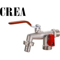 Garden Faucet With 1/4 Turn Flat Handle, Dual Outlet