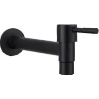 Mop Pool Faucet, Black Wall Mounted Faucet, Wall Mounted Cold Water Faucet, Stainless Steel Water Saving Faucet For Bathroom, Sink, Balcony, Kitchen