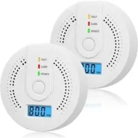 Lot De 2 Détecteurs De Monoxyde De Carbone À Piles Avec Écran Lcd Numérique Pour Maison, Cuisine, Restaurant, Hôtel, Bureau - Piles Non Incluses 1000 Pcs