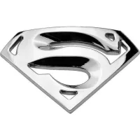 Stainless Steel Metal 3d Chrome Superman Car Logo Badge Metal Car Sticker Car Styling Accessories (2 Pack) Silver