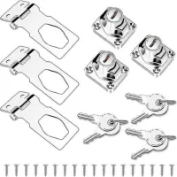 3 Ensembles De Loquet De Serrure De Porte Avec Clés, Boucle De Verrouillage De Boulon De Porte Avec Cadenas Et Vis