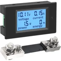 Voltmetre Amperemetre Panneau Numerique Shunt 100a Dc 6.5-100v, Testeur De Tension Courant Puissance Electrique Compteur D'Énergie Volt Amp Watt Metre Affichage Lcd Solaire Batterie Auto