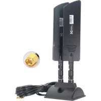 Routeur 5g Cpe Pro Double Antenne 42 Dbi, Amplificateur Double Bande 5g, Extension Externe, Double Antenne Magnétique (sma Mâle) (noir)