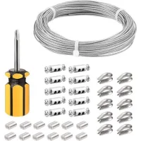 Cable Inox 3mm,30m/3mm Corde En Acier Inoxydable,cable En Acier Revêtu Avec Serre-câbles,m3 Manchons,cosses En Acier Inoxydable,3mm Cable Métallique Pour Fil A Linge,cable De Garde Corps