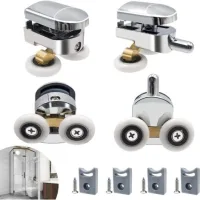 Rouleau De Porte De Douche – Lot De 4 Roulettes Doubles – Diamètre 23mm – Résistant À L'Eau – Pour Verre 4-6mm