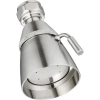 Pommeau De Douche Haut Débit En Laiton Massif – Finition Nickel Brossé – Débit Réglable – Angle De Rotation 360° – Installation Rapide
