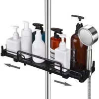 Étagère De Douche Télescopique Sans Perçage 28-44 Cm – Plastique Abs Et Aluminium – Installation Facile Sans Outil – Pour Barres De 18 À 25 Mm