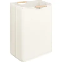 Panier À Linge Pliable 60l – Manche En Bois – Tissu Robuste Avec Revêtement Pe Imperméable – Dimensions 55 X 40 X 27 Cm