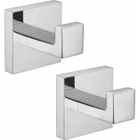 Lot De 2 Patères De Salle De Bain En Inox – Crochets Carrés Pour Serviettes Et Manteaux – Finition Chrome Poli Miroir – Hauteur 13mm