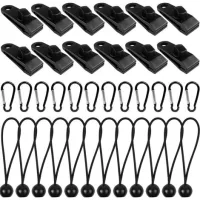 Lot De 12 Clips De Bâche Imperméables – Cordon Élastique En Nylon – Mousquetons En Alliage D'Aluminium – Fixation Pour Camping Et Auvents