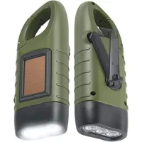 Lot De 2 Lampes De Poche À Énergie Solaire Et Manivelle – Lampe Led Rechargeable D'Urgence – Mousqueton Pour Sports De Plein Air – Vert