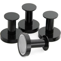 Porte Manteau Aimanté Avec 4 Crochets Muraux Noirs – Charge Maximale 30 Kg – Aimants En Métal Néodyme Pour Fixation Sur Porte Et Frigo