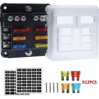 Bloc-fusibles Étanche 4 × 6 Voies – Indicateur Led – 12 Circuits – Tension 32v Cc – Charge Max 20a Par Circuit – Installation Facile